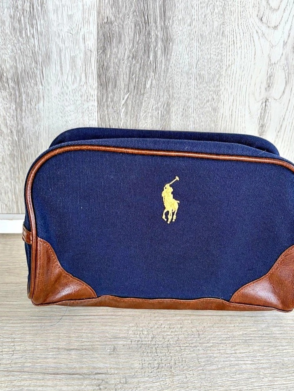 Polo Ralph Lauren navy blue canvas toiletry bag Travel Bag Pouch